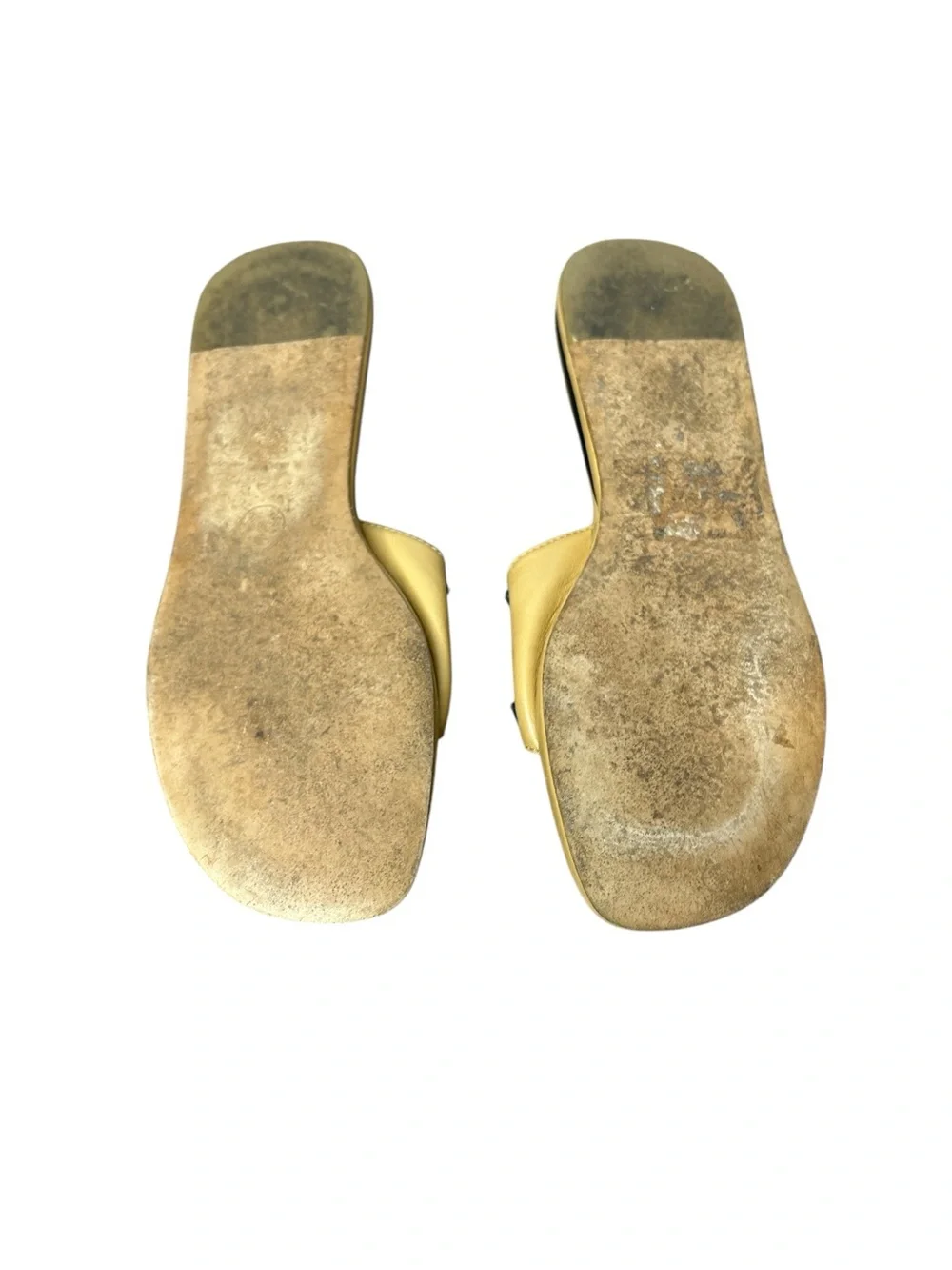 Chanel CC Logo Slide Sandals 37.5 Beige Black Leather Flat Mules Luxury Designer